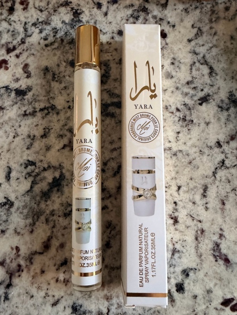 Yara Moi Travel Perfume Spray - White & Gold Accents